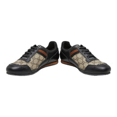 グッチ GGスプリーム - スニーカー ブラック ブラウン PVC レザー メンズ GUCCI 【中古】