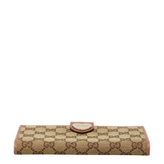 グッチ GGキャンバス ハート 長財布 203550 ベージュ ピンク キャンバス レザー レディース GUCCI 【中古】
