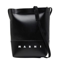 マルニ ロゴ 斜めかけ ショルダーバッグ ブラック レザー レディース MARNI 【中古】