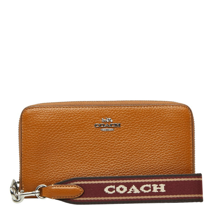 グッチ ロゴ ロング ジップ アラウンド ウォレット 長財布 ペニーマルチ ブラウン レザー レディース GUCCI 【中古】