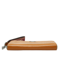 コーチ ロゴ ロング ジップ アラウンド ウォレット 長財布 ペニーマルチ ブラウン レザー レディース COACH 【中古】