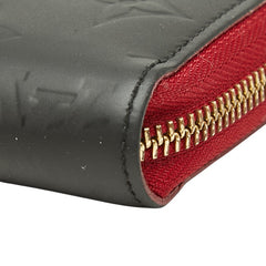 ルイ ヴィトン モノグラム ヴェルニ ジッピーウォレット リカラー 長財布 マットブラック レッド レザー メンズ LOUIS VUITTON 【中古】