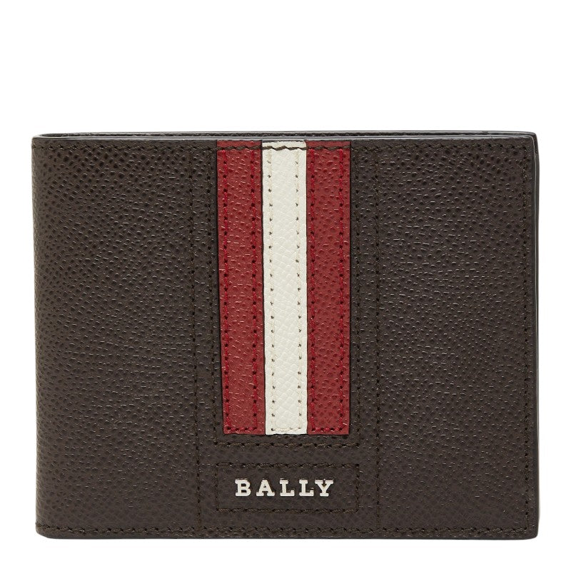 バリー トレインスポッティング 二つ折り財布 札入れ ダークブラウン レッド レザー メンズ BALLY 【中古】