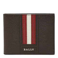バリー トレインスポッティング 二つ折り財布 札入れ ダークブラウン レッド レザー メンズ BALLY 【中古】