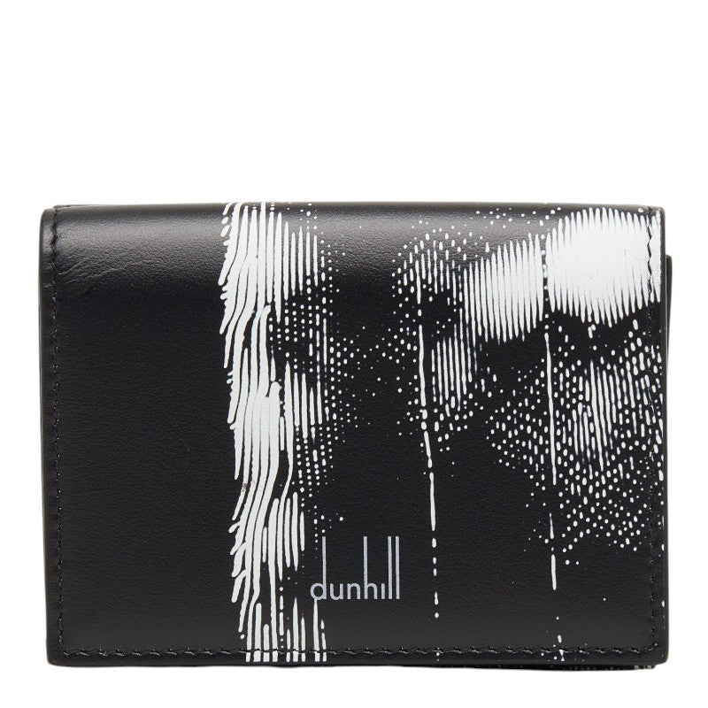 ダンヒル ロゴ 三つ折り財布 ウォレット 折畳み財布 ブラック ホワイト レザー メンズ Dunhill 【中古】
