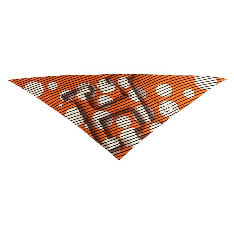 エルメス ポワントゥ Hロゴ スカーフ オレンジ マルチカラー シルク レディース HERMES 【中古】