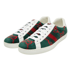 グッチ GGテリークロス スニーカー サイズ:9 576177 グリーン レッド パイル レザー メンズ GUCCI 【中古】