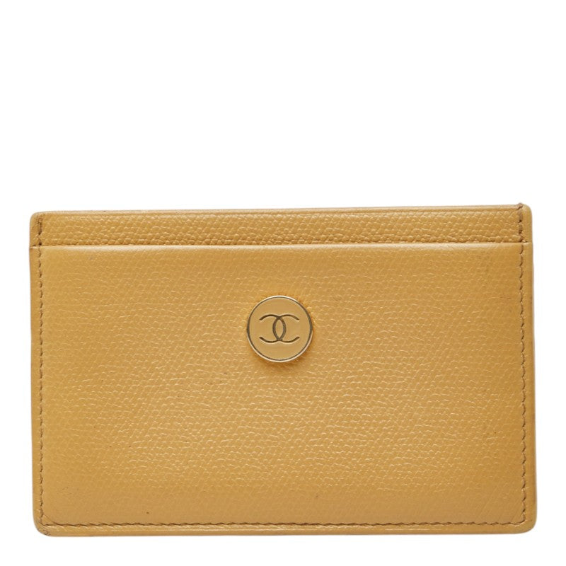 シャネル ココマーク カードケース ベージュ レザー レディース CHANEL 中古