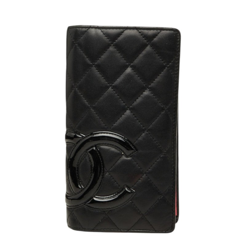 シャネル ココマーク カンボンライン 長財布 ブラック レザー レディース CHANEL 中古
