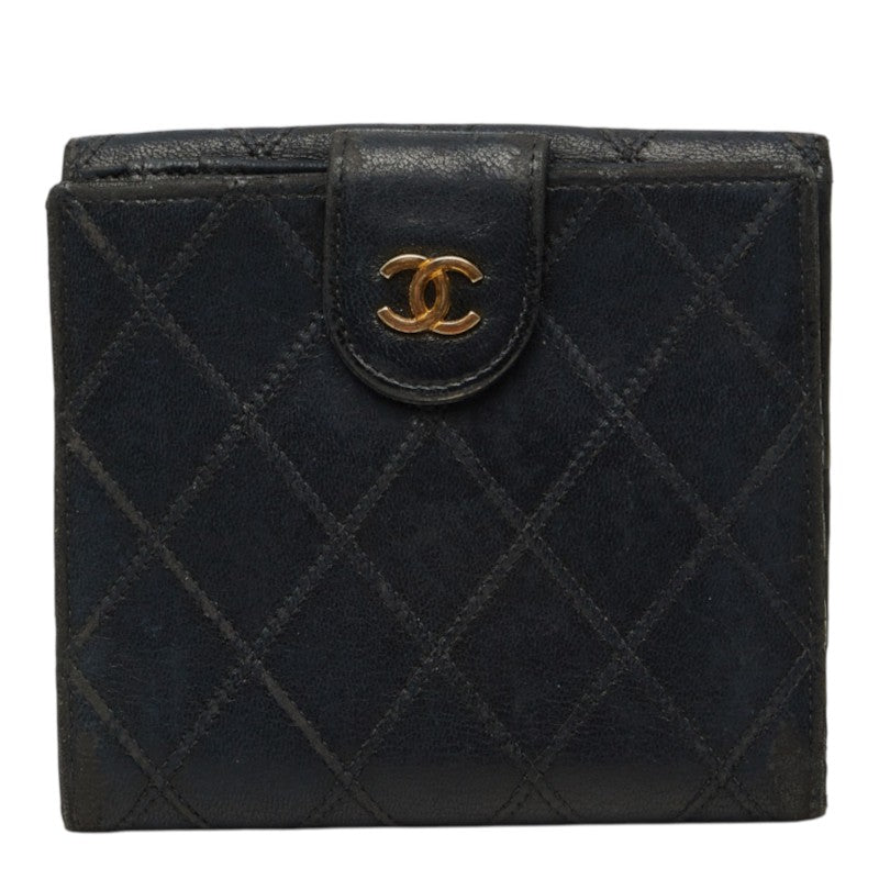 シャネル ココマーク ビコローレ 二つ折り財布 ブラック レザー レディース CHANEL 中古