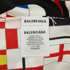 バレンシアガ 国旗柄 スカーフ 大判 マルチカラー シルク レディース BALENCIAGA 中古