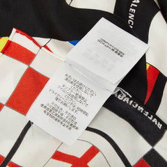 バレンシアガ 国旗柄 スカーフ 大判 マルチカラー シルク レディース BALENCIAGA 中古
