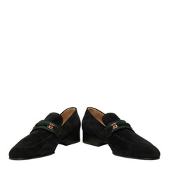 グッチ シェリーライン ローファー シューズ サイズ 36 1/2C 100 0560 ブラック スウェード レディース GUCCI 中古