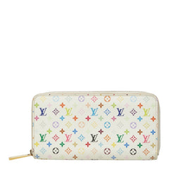 ルイ ヴィトン モノグラム マルチカラー ジッピーウォレット 長財布 M60049 ホワイト PVC レディース LOUIS VUITTON 中古