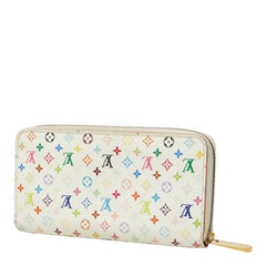 ルイ ヴィトン モノグラム マルチカラー ジッピーウォレット 長財布 M60049 ホワイト PVC レディース LOUIS VUITTON 中古