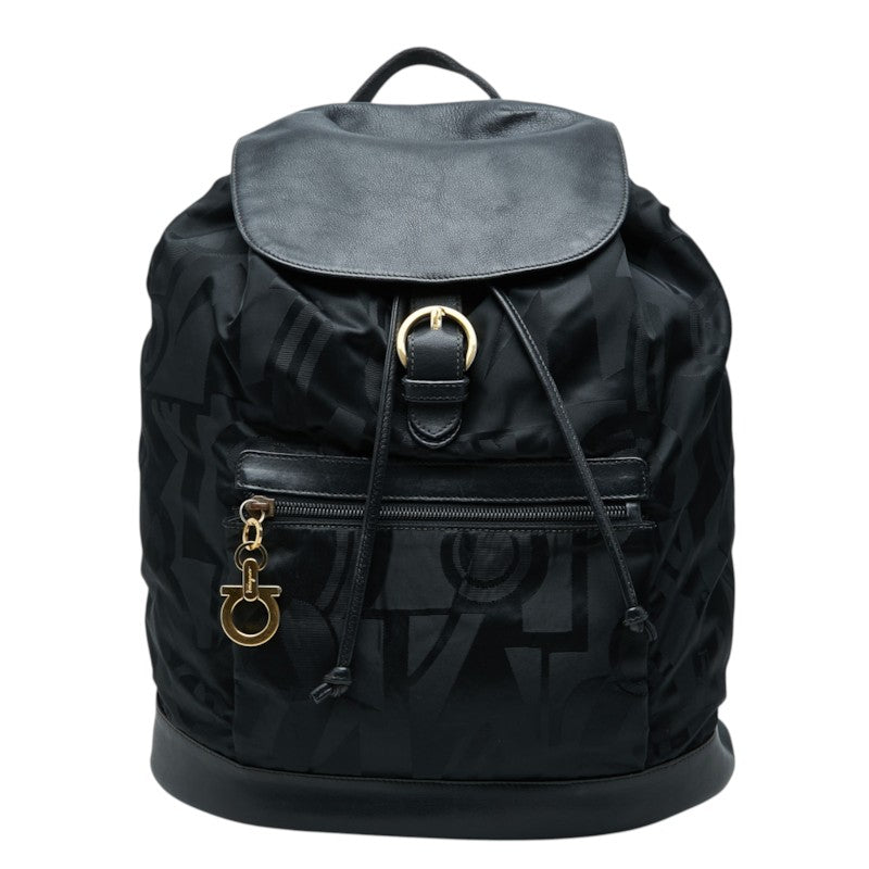 サルヴァトーレフェラガモ ガンチーニ リュック バックパック 216206 ブラック ナイロン レザー レディース Salvatore Ferragamo 中古