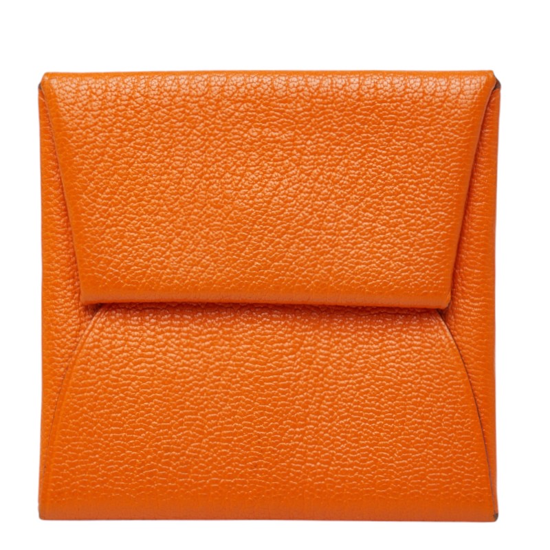 エルメス バスティア コインケース 小銭入れ □K刻印 オレンジ系 ヴォーエプソン レディース HERMES 中古