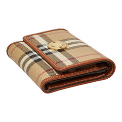 バーバリー ノバチェック 三つ折り財布 8070415 ベージュ PVC レザー レディース BURBERRY 中古