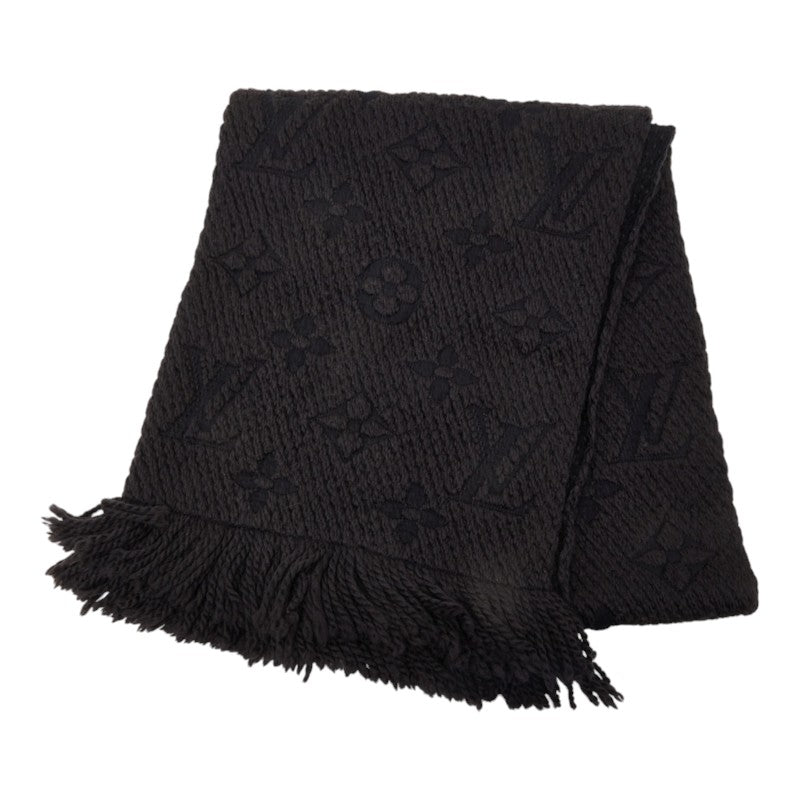 ルイ ヴィトン エシャルプ ロゴマニア マフラー M72431 ブラック ウール シルク レディース LOUIS VUITTON 中古