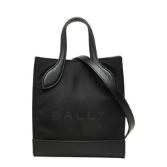 バリー バー キープオン ミニ ハンドバッグ ショルダーバッグ 2WAY WAM03E NY284 ブラック ナイロン レザー レディース BALLY 中古
