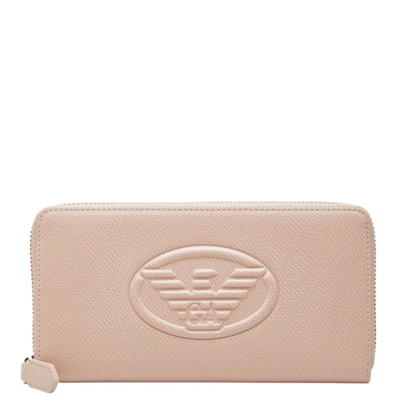 エンポリオ アルマーニ ラウンドファスナー 長財布 ピンク レザー レディース Emporio Armani 中古
