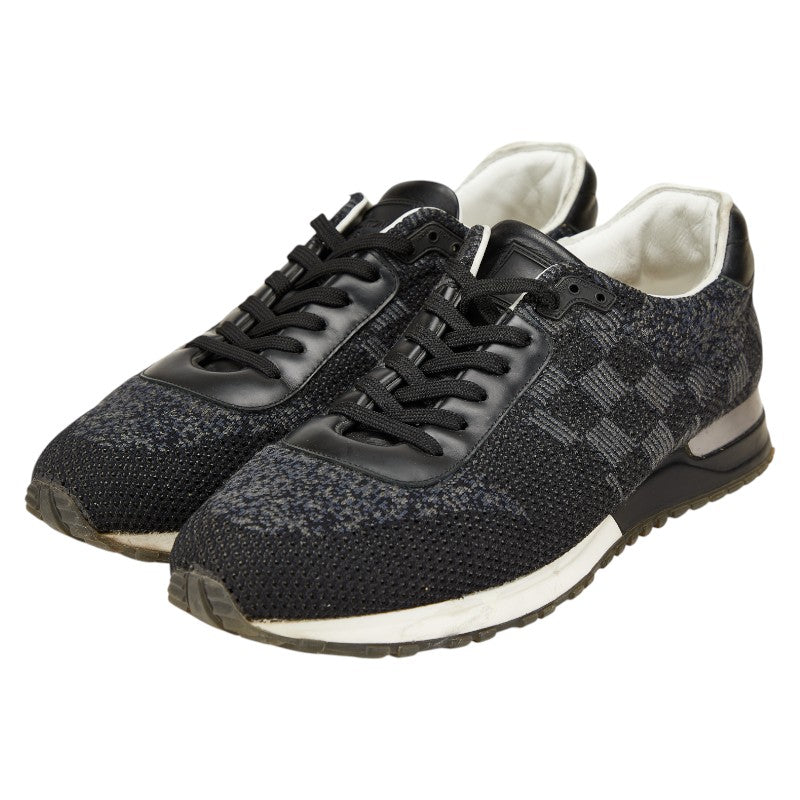 ルイ ヴィトン ダミエ ランアウェイ ライン スニーカー サイズ：8 GO0148 ブラック ニット レザー メンズ LOUIS VUITTON 【中古】