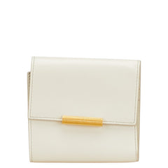 ボッテガヴェネタ ロゴ コンパクトウォレット ホワイト アイボリー レザー レディース BOTTEGAVENETA 【中古】