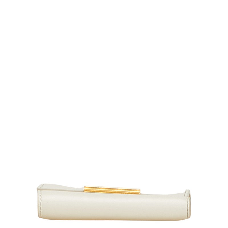ボッテガヴェネタ ロゴ コンパクトウォレット ホワイト アイボリー レザー レディース BOTTEGAVENETA 【中古】