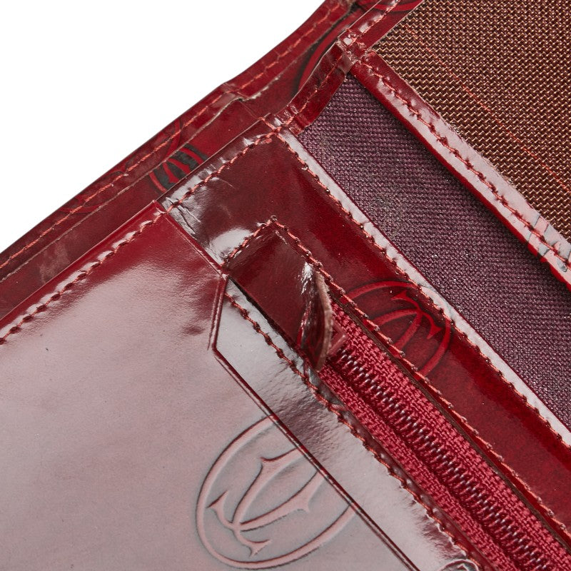 カルティエ ハッピーバースデー 長財布 ワインレッド エナメル レザー レディース CARTIER 【中古】