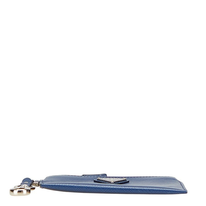 プラダ 三角ロゴプレート コインケース 小銭入れ ネイビー サフィアーノレザー レディース PRADA 【中古】