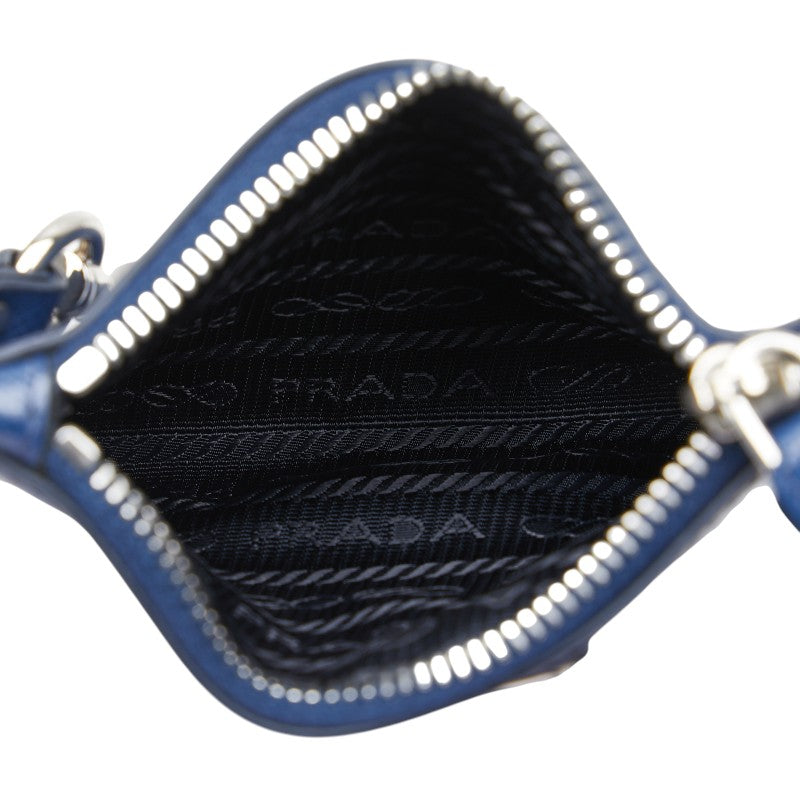プラダ 三角ロゴプレート コインケース 小銭入れ ネイビー サフィアーノレザー レディース PRADA 【中古】