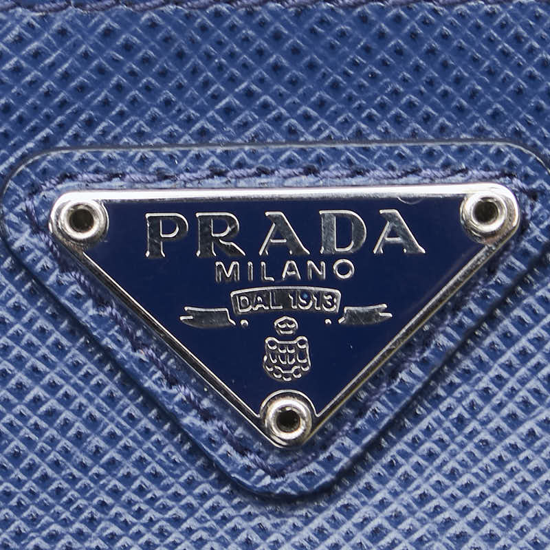 プラダ 三角ロゴプレート コインケース 小銭入れ ネイビー サフィアーノレザー レディース PRADA 【中古】
