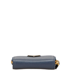 プラダ 三角ロゴプレート 二つ折り財布 ネイビー サフィアーノレザー レディース PRADA 【中古】