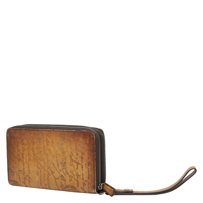 ベルルッティ イタウバ カリグラフィ ラウンドファスナー 長財布 ベージュ レザー メンズ Berluti 【中古】