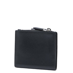 プラダ 三角ロゴプレート サフィアーノ 二つ折り財布 ブラック レザー レディース PRADA 【中古】
