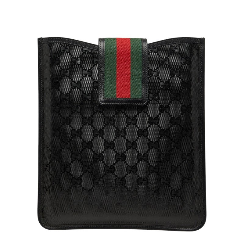 グッチ GGインプリメ シェリーライン - iPadケース 256575 ブラック PVC レザー レディース GUCCI 【中古】