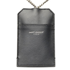 サンローラン チェーン カードケース IDカード ブラック レザー レディース SAINT LAURENT 【中古】