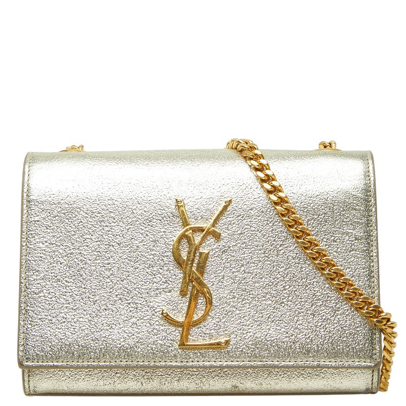 サンローラン YSLロゴ ケイト 斜め掛け チェーン ショルダーバッグ 354121 ゴールド レザー レディース SAINT LAURENT 【中古】