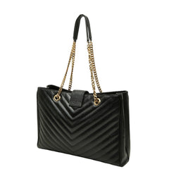 サンローラン カサンドラ YSLロゴ チェーン トートバッグ ショルダーバッグ 354117 ブラック レザー レディース SAINT LAURENT 【中古】