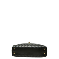 サンローラン カサンドラ YSLロゴ チェーン トートバッグ ショルダーバッグ 354117 ブラック レザー レディース SAINT LAURENT 【中古】