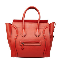 セリーヌ ラゲージ ミニショッパー ハンドバッグ オレンジ系 レッド系 レザー レディース CELINE 【中古】
