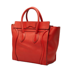 セリーヌ ラゲージ ミニショッパー ハンドバッグ オレンジ系 レッド系 レザー レディース CELINE 【中古】