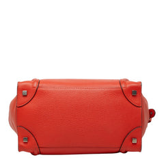 セリーヌ ラゲージ ミニショッパー ハンドバッグ オレンジ系 レッド系 レザー レディース CELINE 【中古】