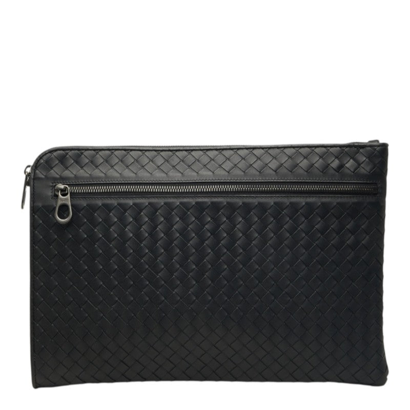 ボッテガヴェネタ イントレチャート クラッチバッグ セカンドバッグ ブラック レザー メンズ BOTTEGAVENETA 【中古】