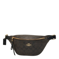 コーチ シグネチャー ウエストバッグ ボディバッグ F48740 ブラウン ブラック PVC レザー レディース COACH 【中古】