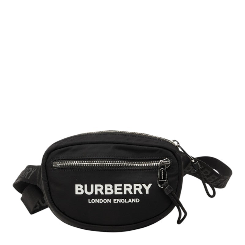 バーバリー ロゴプリント ボディバッグ ウエストポーチ ブラック ナイロン レディース BURBERRY 中古