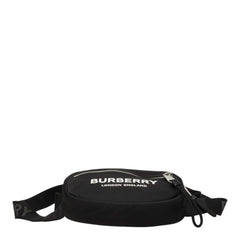 バーバリー ロゴプリント ボディバッグ ウエストポーチ ブラック ナイロン レディース BURBERRY 中古