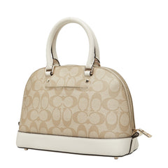 コーチ シグネチャー ミニ シエラ サッチェル ハンドバッグ F58295 ホワイト ベージュ PVC レザー レディース COACH 中古