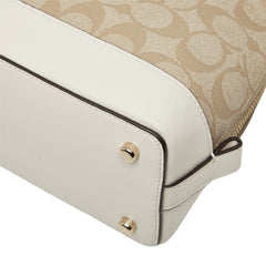 コーチ シグネチャー ミニ シエラ サッチェル ハンドバッグ F58295 ホワイト ベージュ PVC レザー レディース COACH 中古