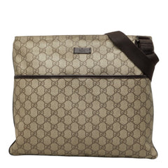 グッチ GGスプリーム 斜め掛け ショルダーバッグ 141198 ブラウン ベージュ PVC レザー レディース GUCCI 中古